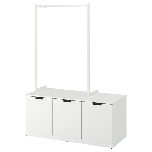 NORDLI hvidt skab, moderne minimalistisk design med to skydedøre, inkluderer top tøjstang.