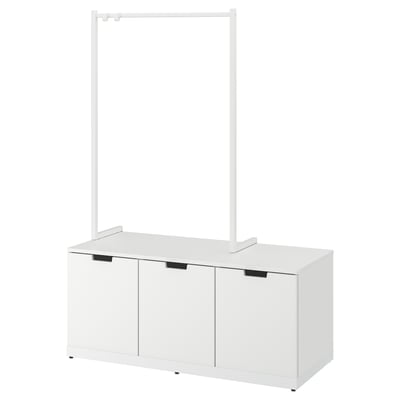 NORDLI hvidt skab, moderne minimalistisk design med to skydedøre, inkluderer top tøjstang.