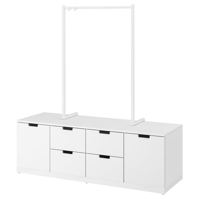 Hvid NORDLI opbevaringsmøbel med to skuffer og en stofstang.