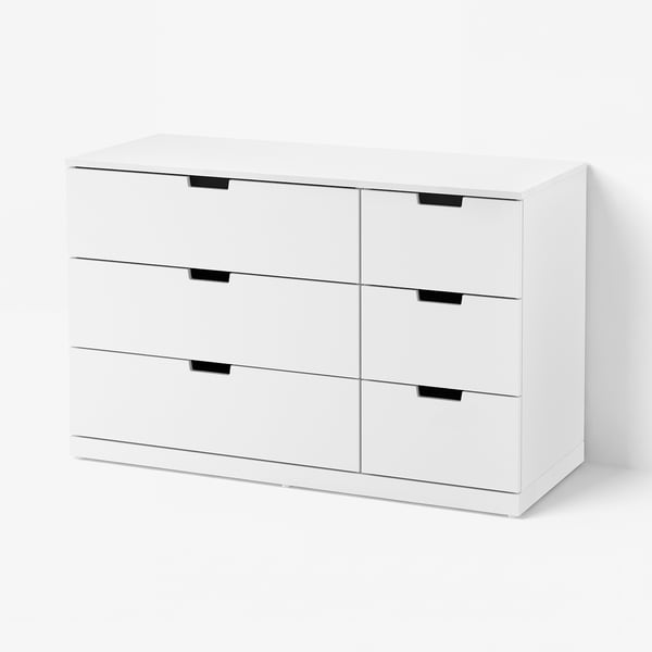 NORDLI Kommode 6 skuffer, hvid, 120x76 cm