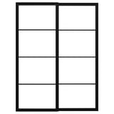 Et sort PAX garderobestel til skydelåger, rektangulært og minimalistisk i designet.