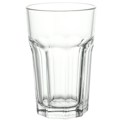Klart glas i hærdet glas, sekskantet design, robust café-stil.