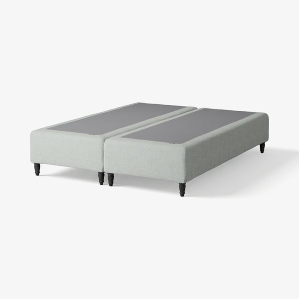 RENFJÄLLET Boxmadras med pocketfjedre, inkl. ben medium/Tibbleby beige/grå, 180x200 cm