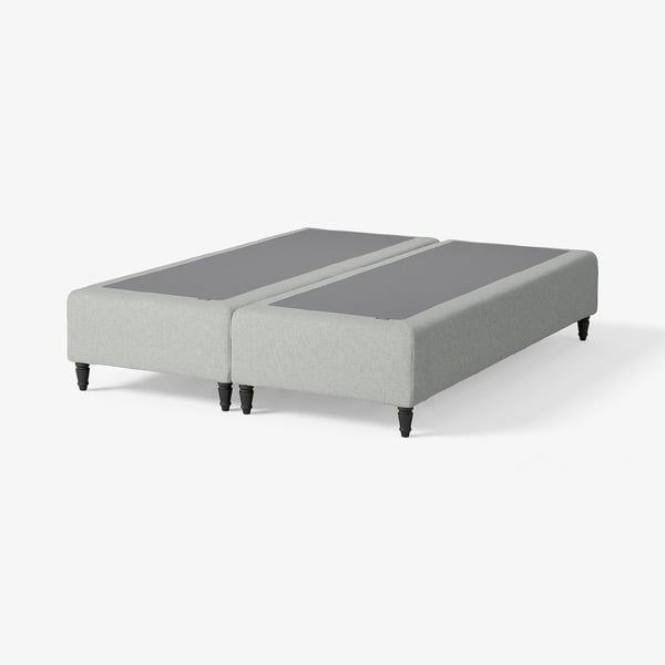 RENFJÄLLET Boxmadras med pocketfjedre, inkl. ben og sengegavl medium/Tibbleby beige/grå, 180x200 cm