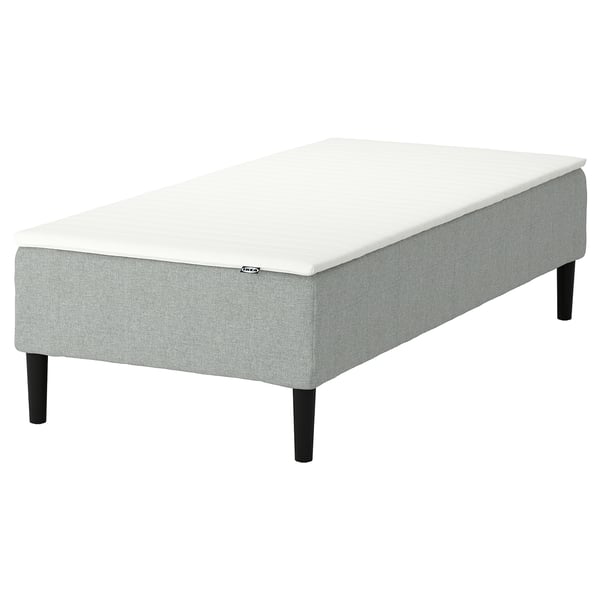 IKEA RENFJÄLLET hvid og grå madras, blødt betræk, rektangulær form.