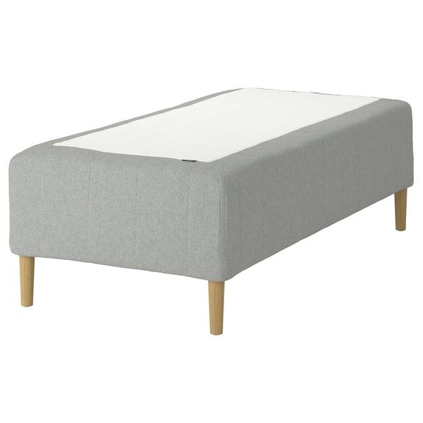 RISHÖJDEN Boxmadras med pocketfjedre, 7 zoner, inkl. ben fast/Tibbleby beige/grå, 90x200 cm