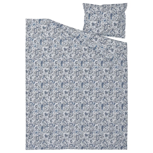 RODGERSIA Sengetøj, blå/hvid, 140x200/60x70 cm