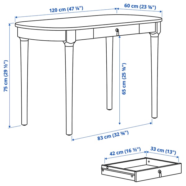 ROSENTORP Skrivebord, hvid, 120x60 cm