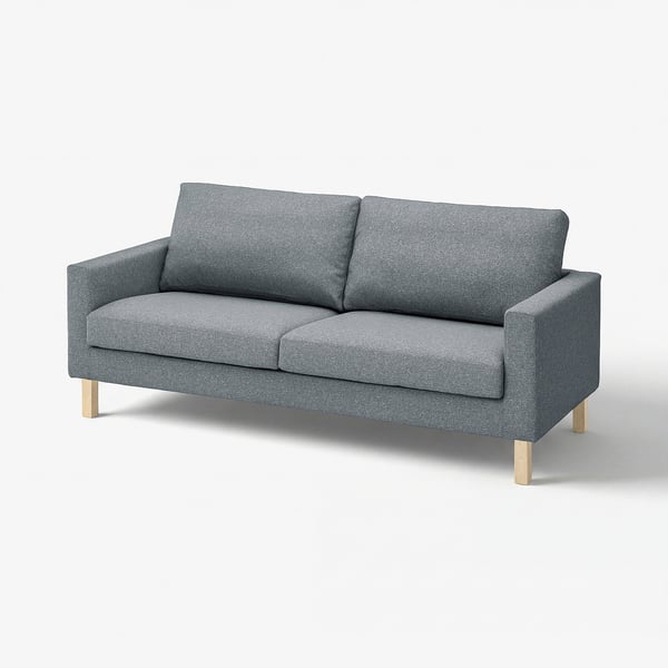 Dette forestiller sig den moderne grå SALTSJÖBADEN-sofa med træben. Den har et slankt, minimalistisk design med bløde puder for komfort.