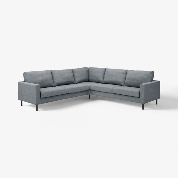 SALTSJÖBADEN 4-sæders grå hjørnesofa, moderne design, bløde puder, metalben.