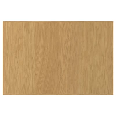 En SINARP trælåge i egefinér med en naturlig finish. Den har et enkelt, rektangulært design med en massiv egetræskant for stabilitet.