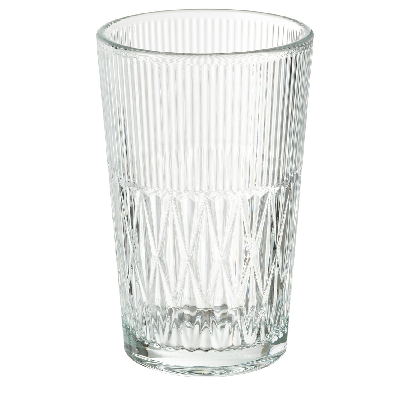 Glasvase SMÄLLSPIREA med lodrette riller og diamantmønster.