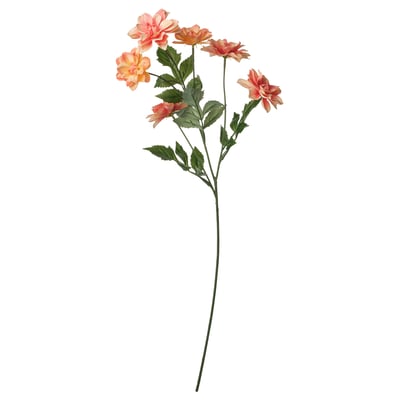 SMYCKA - orange kunstig blomsterstængel med grønne blade, lavet af genbrugsmaterialer.