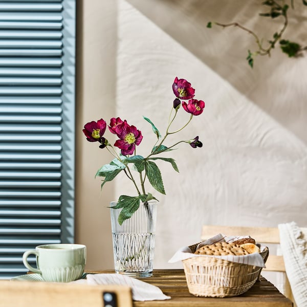 SMYCKA Kunstig blomst, indendørs/udendørs julerose, 50 cm