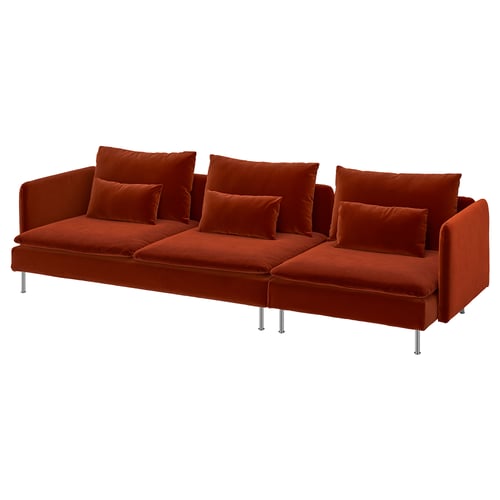 SÖDERHAMN 4-pers. sofa, Alhamn dyb orangerød