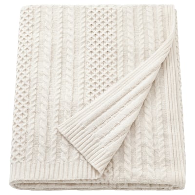 SÖRBYSKOGEN tæppe, hvid, strikket, 100% genanvendt polyester, varmt og hyggeligt.