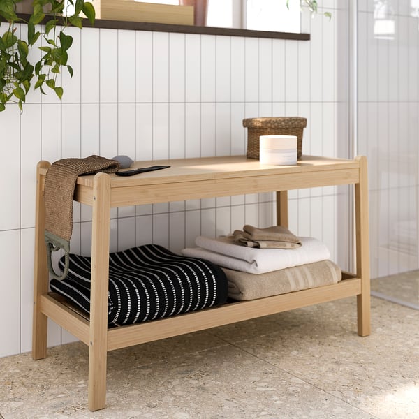 STEGESUND Bænk, lys bambus, 79x34 cm
