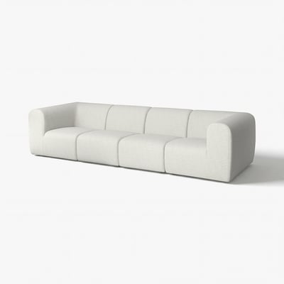 STOCKHOLM 2025 sofa, lysegrå, moderne, geometrisk form, blødt stof.