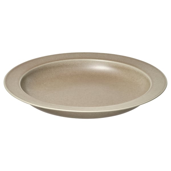 Beige stockholm serveringsskål, mat stentøj, rundt, rustikt design.