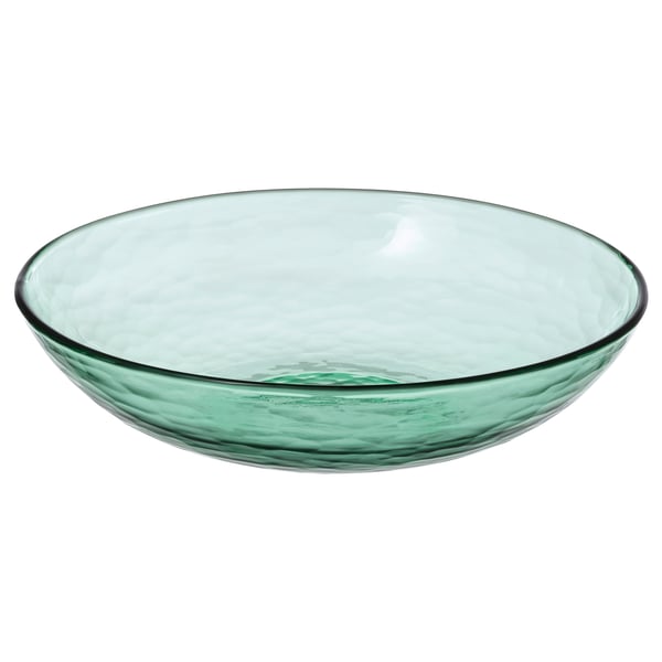 STRANDKRABBA glasskål, grøn, rund, hamret tekstur, elegant design til servering eller udstilling.