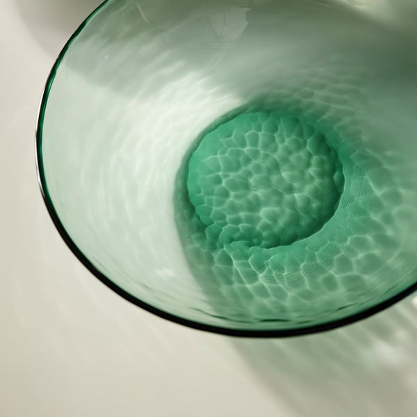 STRANDKRABBA Dyb tallerken, glas/grøn, 19 cm