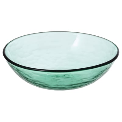 STRANDKRABBA grøn glasskål, rund form, hamret tekstur, holdbart hærdet glas.
