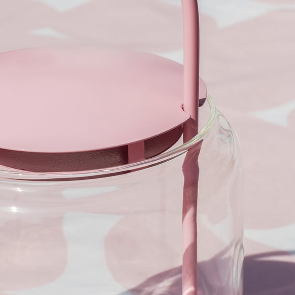 TOFSAND Lanterne til fyrfadslys, inde/ude, pink, 21 cm