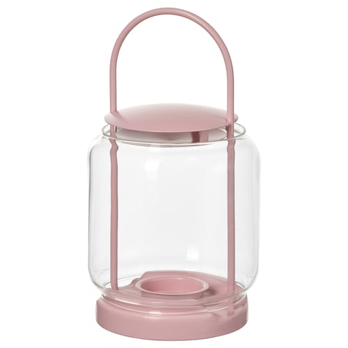 TOFSAND Lanterne til fyrfadslys, inde/ude, pink, 21 cm