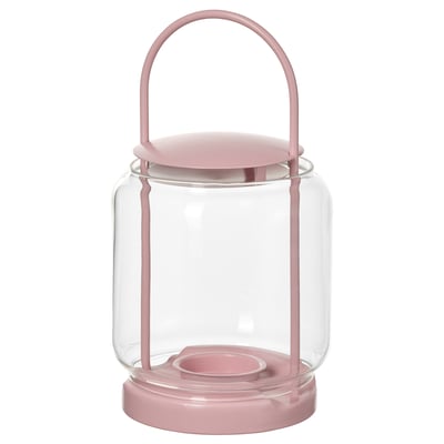 TOFSAND Lanterne til fyrfadslys, inde/ude, pink, 21 cm