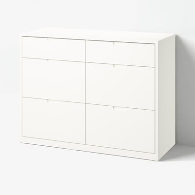 Hvid TONSTAD-kommode med seks skuffer, minimalistisk design.