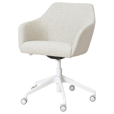 Tozzberg kontorstol, lysegråt stof, ergonomisk design med armlæn, drejefod, ideel til hjemmekontorer.