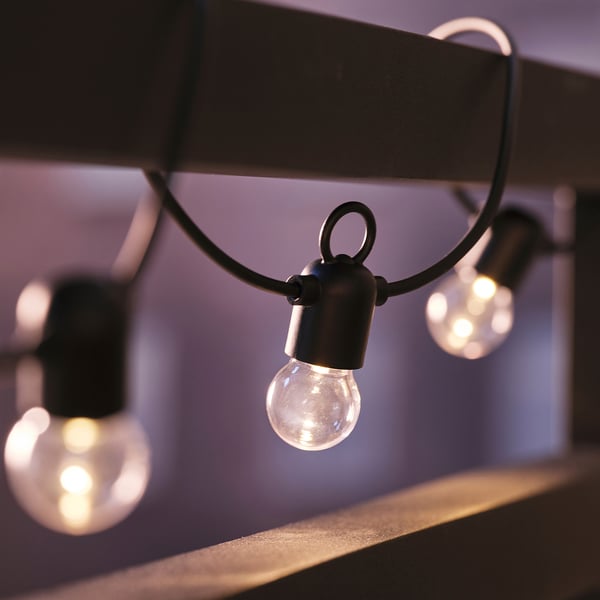 UTSUND LED-lyskæde med 24 pærer, udendørs sort