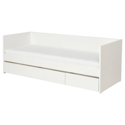 Hvid VIHALS daybed med skuffer, slank og moderne; Ideel til små rum.
