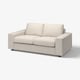 En VIMLE beige sofa med et moderne, minimalistisk design og rektangulære puder.