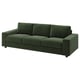 VIMLE 3-pers. sofa, med brede armlæn/Johanneshov mørkegrøn