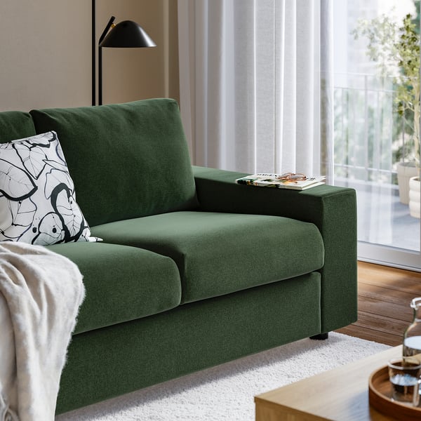 VIMLE 3-pers. sofa, med brede armlæn/Johanneshov mørkegrøn