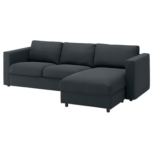 VIMLE 3-pers. sofa, med chaiselong/Knäbäck antracit