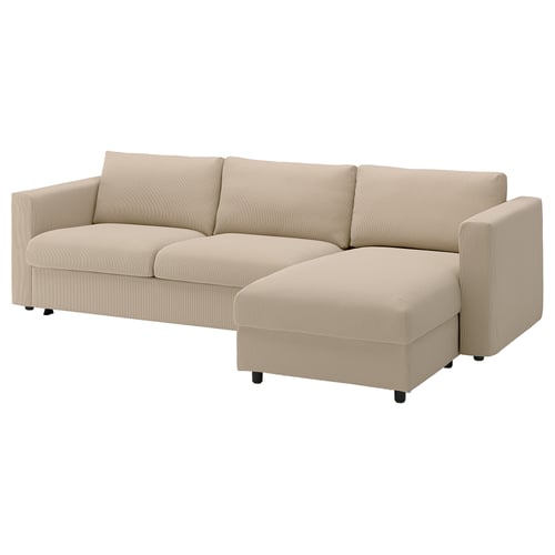 VIMLE 3-pers. sovesofa med chaiselong, Kelinge beige