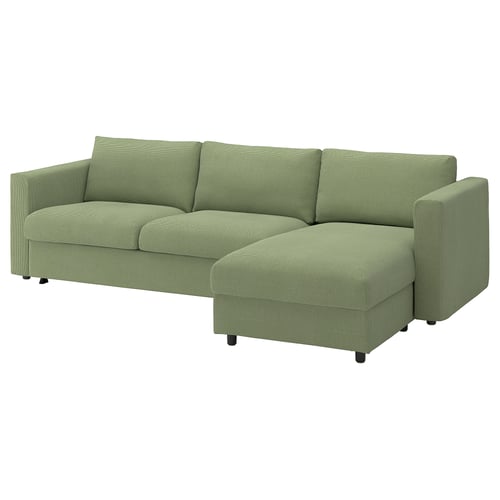 VIMLE 3-pers. sovesofa med chaiselong, Mosshed grågrøn