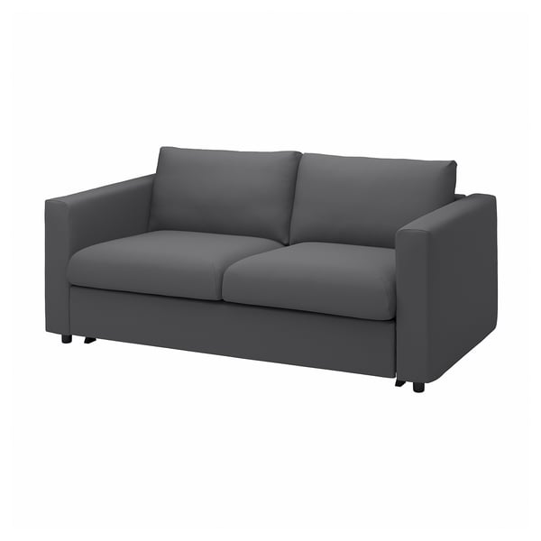 VIMLE grå 2-personers sovesofa. Moderne, minimalistisk design med rene linjer. Blødt stofbetræk og aftagelige hynder.