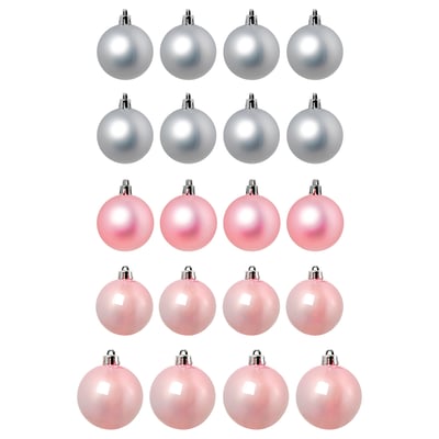 VINTERFINT Juletræspynt, 20 stk., pink/sølvfarvet