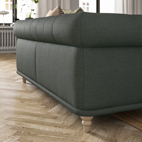 Mørkegrøn VISKAFORS sofa, hyggelige og klassiske, bløde afrundede former.