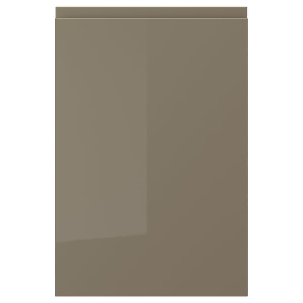 VOXTORP låge, mørkegråbrun, moderne, højglans, glat, rektangulær, integreret greb