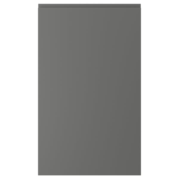 VOXTORP mørkegrå køkkenskabslåge med minimalistisk, glat design og integrerede greb.