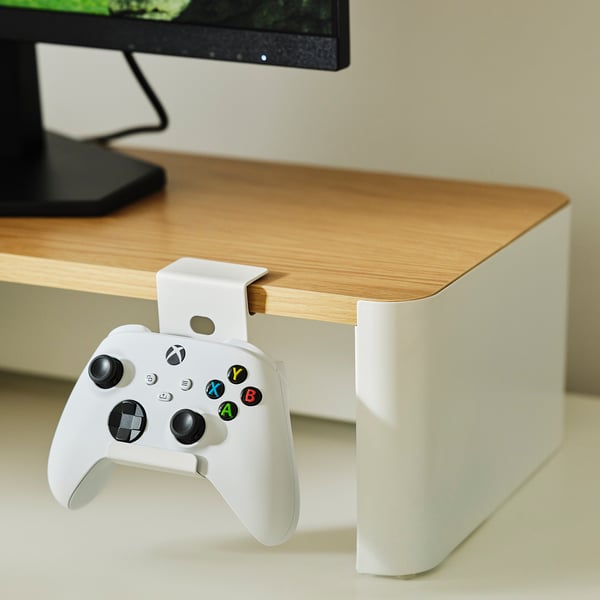 YXSTABY Gaming-skærmhylde, hvid, 98x27x16 cm