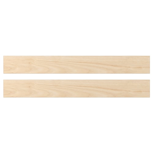 Two light ash wood texture panels, modern design, melamine and paper foil finish, rectangle shape.