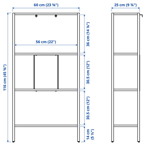 Illustration with measurements for the product: BAGGEBO.
