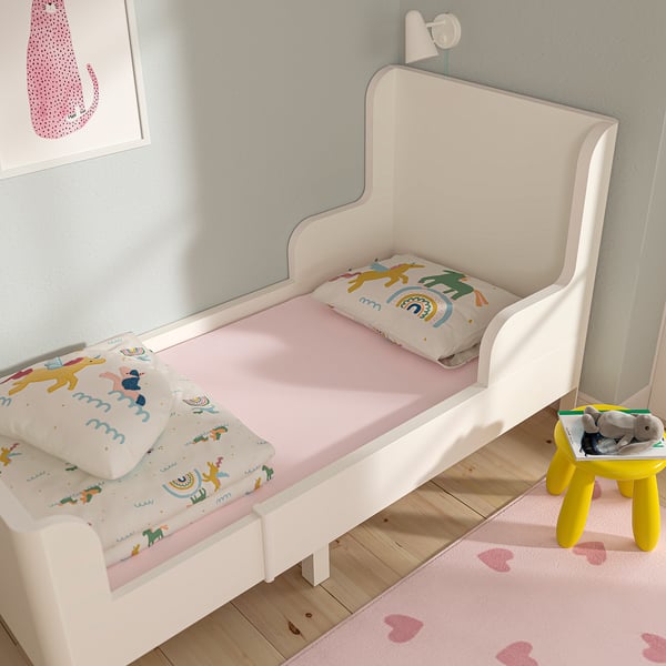 BARNDRÖM Fitted sheet for extendable bed, pink, 80x165 cm