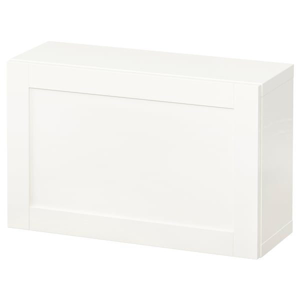 White BESTÅ storage unit, rectangular, minimalist design.