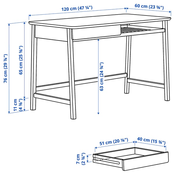 BETESHÄST Desk, light bamboo, 120x60 cm